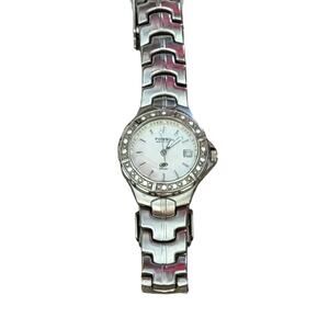 Fossil Blue Watch AM-3756 Stainless Steel Jewels Silver White opal